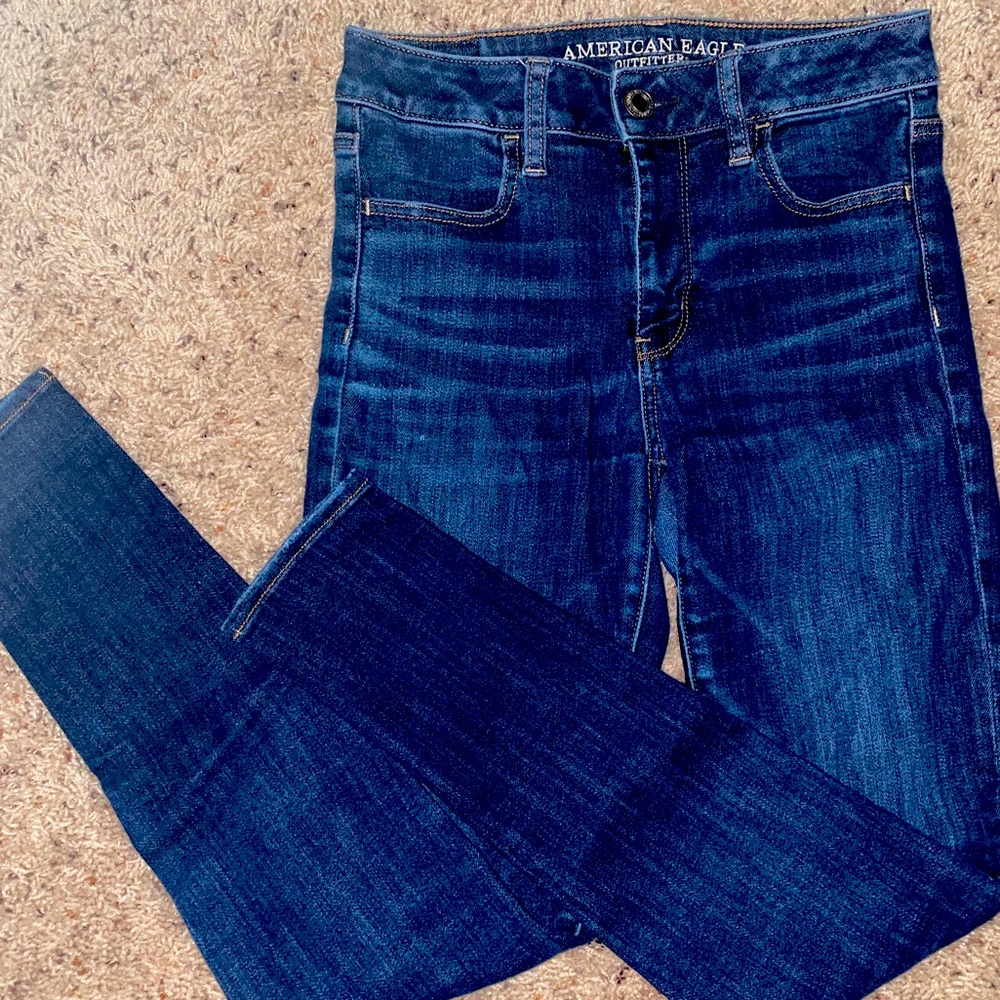 American Eagle Super Super Stretch Dark Wash High Rise Skinny Jeans